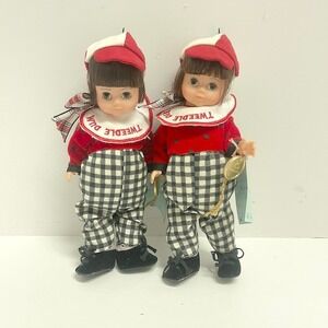 1990's Madame Alexander 8" Tweedle Dee Tweedle Dum Dolls Alice in Wonderland